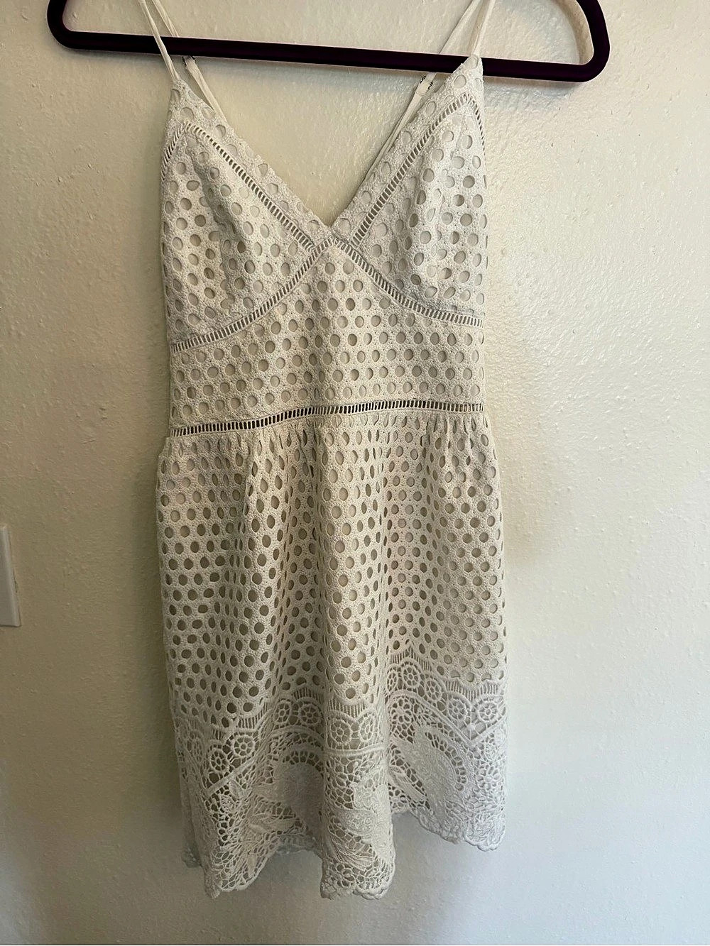 Abercrombie & Fitch White Eyelet V-Neck Dress Mini Dress